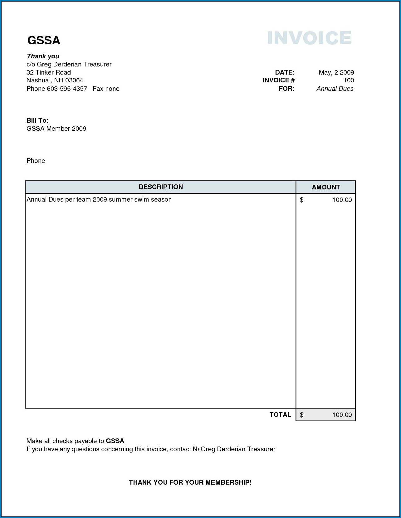 Example of Basic Invoice Template