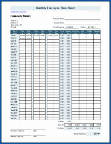 √ Free Printable Basic Monthly Timesheet Template