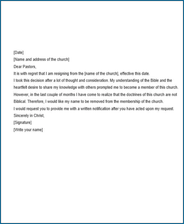 Example of Basic Resignation Letter Template