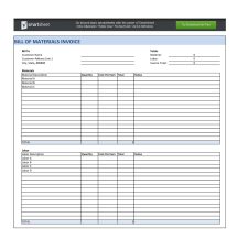 Example of Bill of Material Template