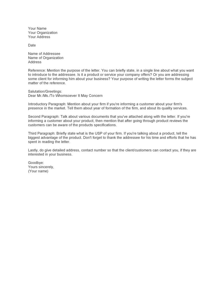 √ Business Introduction Letter Template (Word)