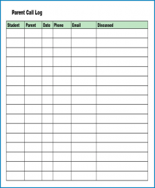 √ Free Printable Call Log Template