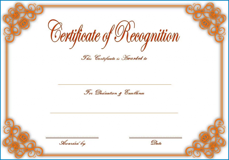 √ Free Printable Certificate Of Recognition Template