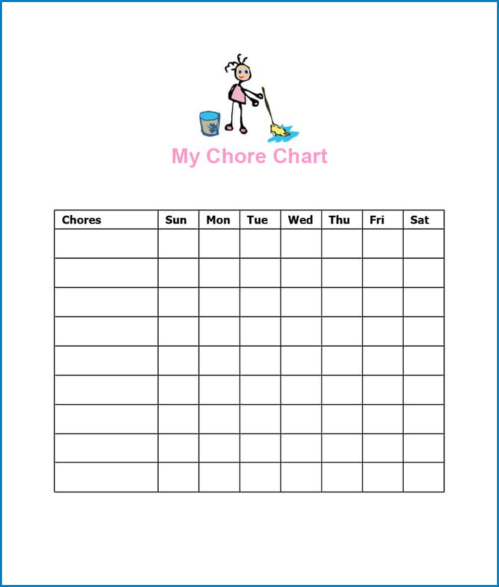Example of Chore List Template