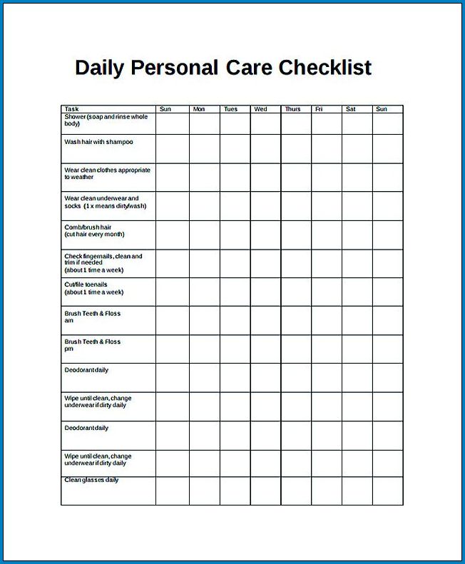 Example of Daily Checklist Template