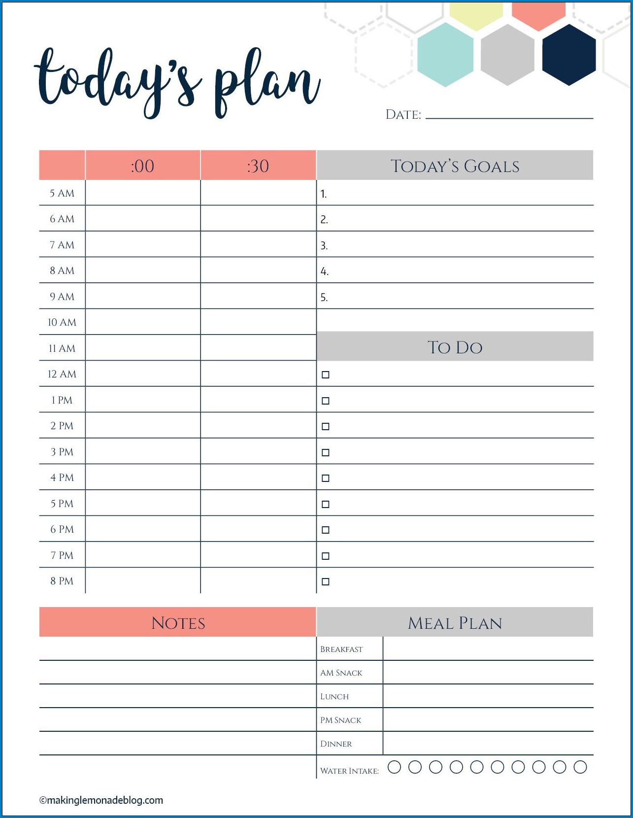 Example of Daily Planner Template