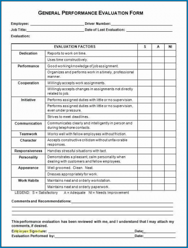 √ Free Printable Employee Performance Review Form