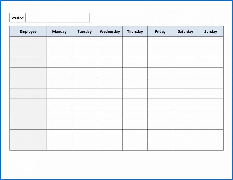 √ Free Printable Employee Schedule Template