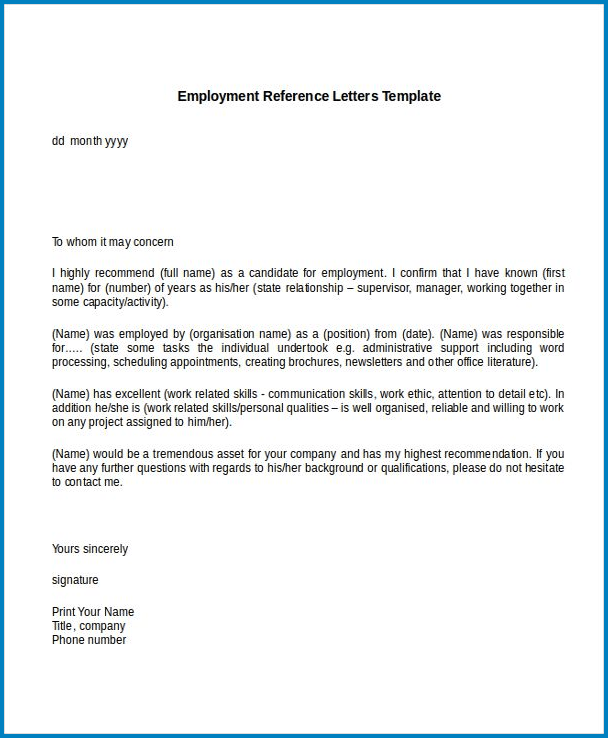Example of Employment Letter of Reference