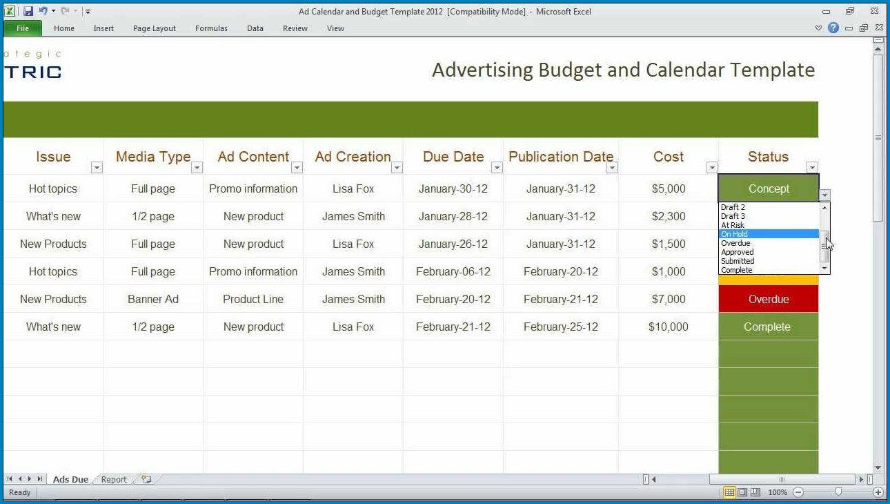 √ Free Printable Excel Budget Calendar Template