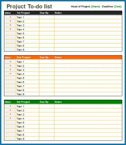 √ Free Printable Excel Task List Template