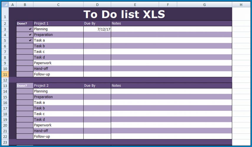 √ Free Printable Excel To-Do List Template