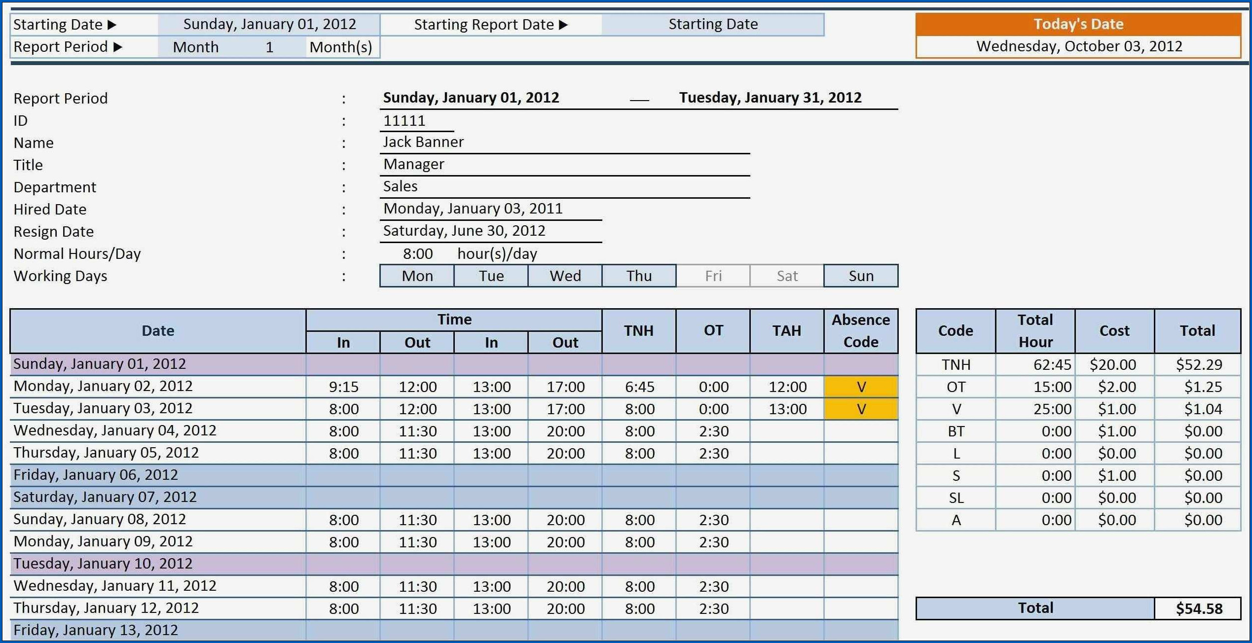 √ Free Excel Weekly Timesheet Template With Formulas