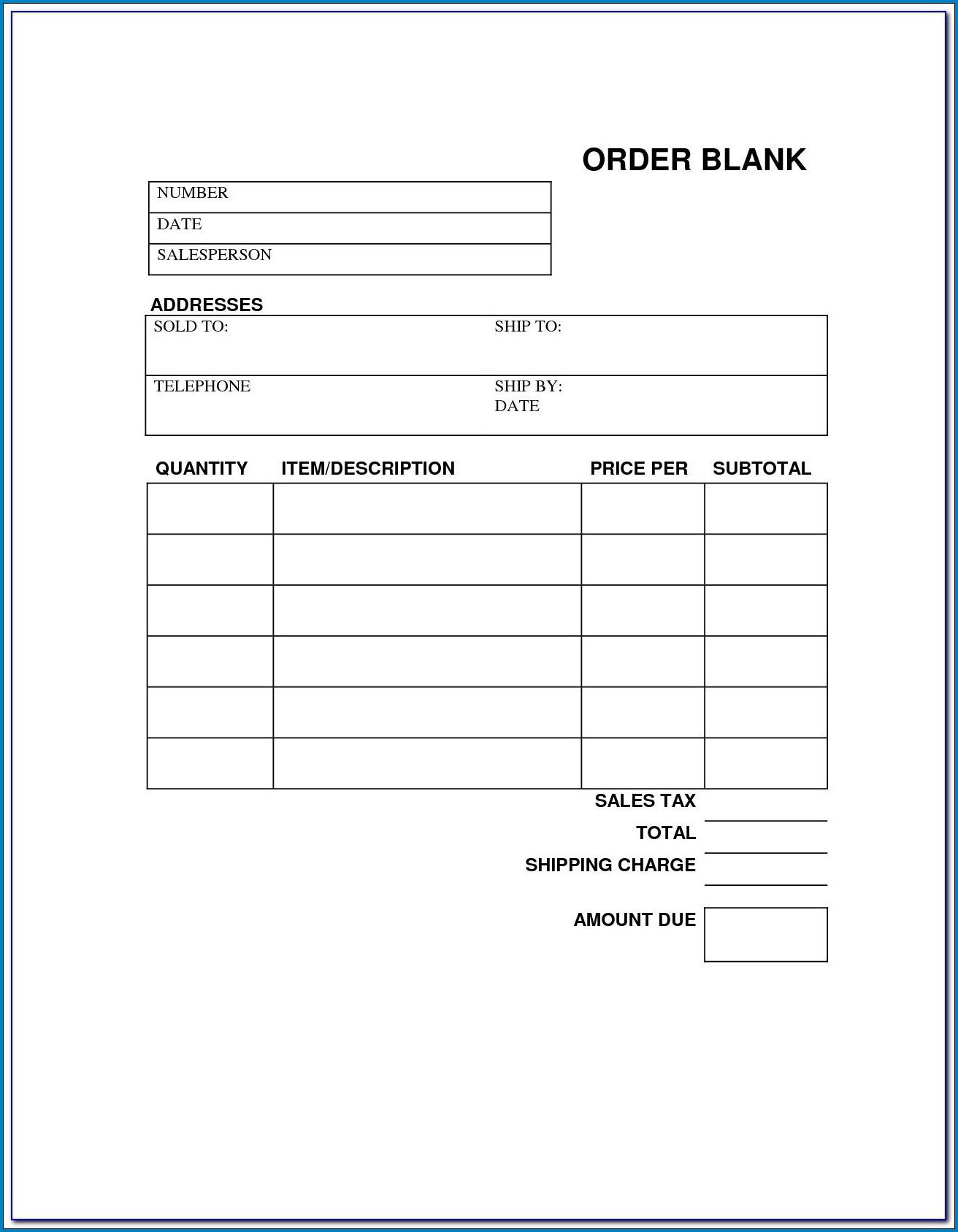 Example of Free Work Order Template
