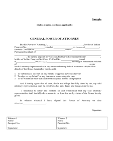 Example of General Power of Attorney Form