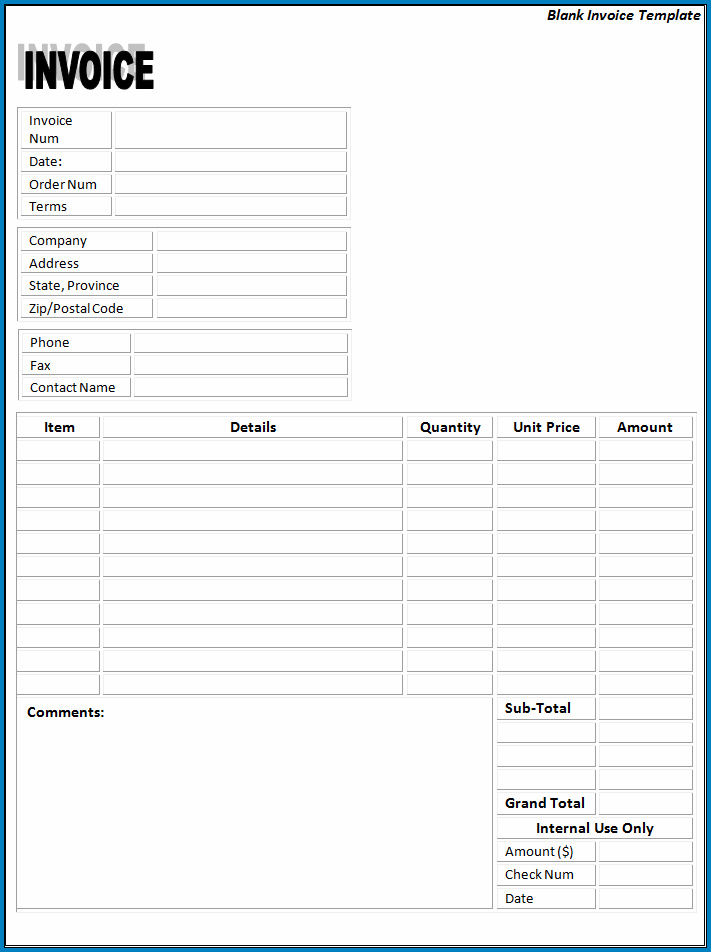 Example of Generic Invoice Template