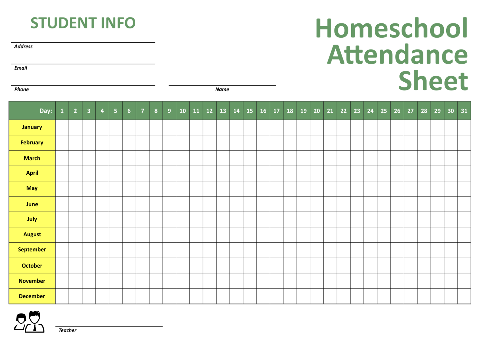 √ Home Schooling Study Record Template