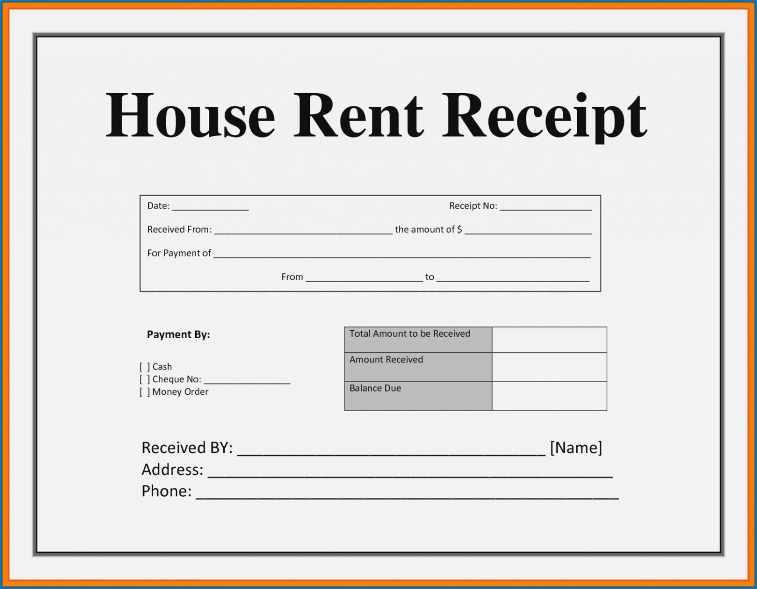 √ Free Printable House Rent Receipt Template