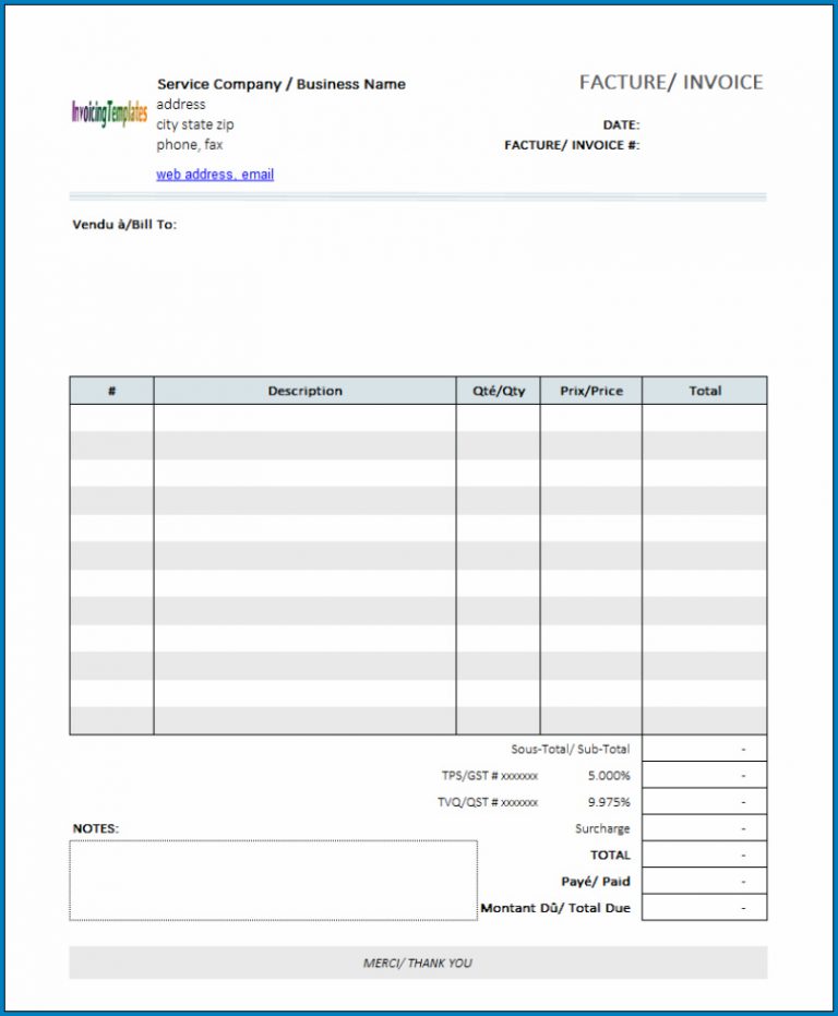 √ Free Printable Invoice Template PDF