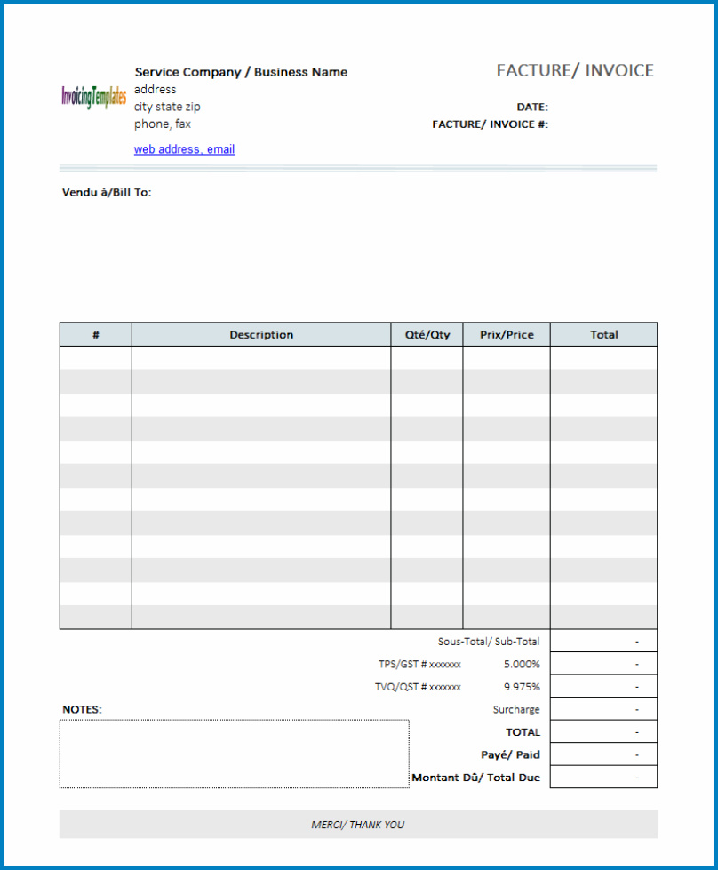 Example of Invoice Template PDF