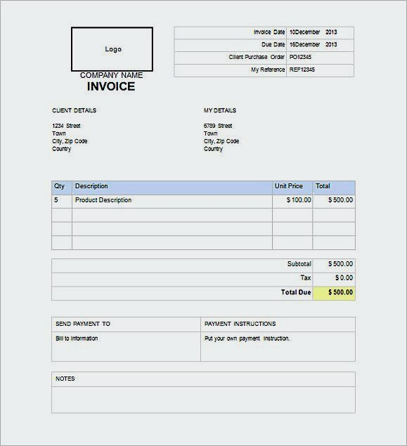 Example of Invoice Template Word