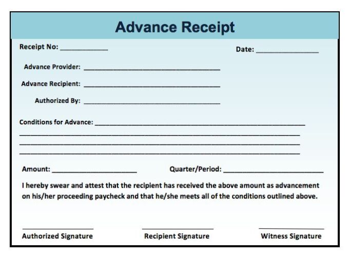 √ Free Printable Advance Payment Receipt Template