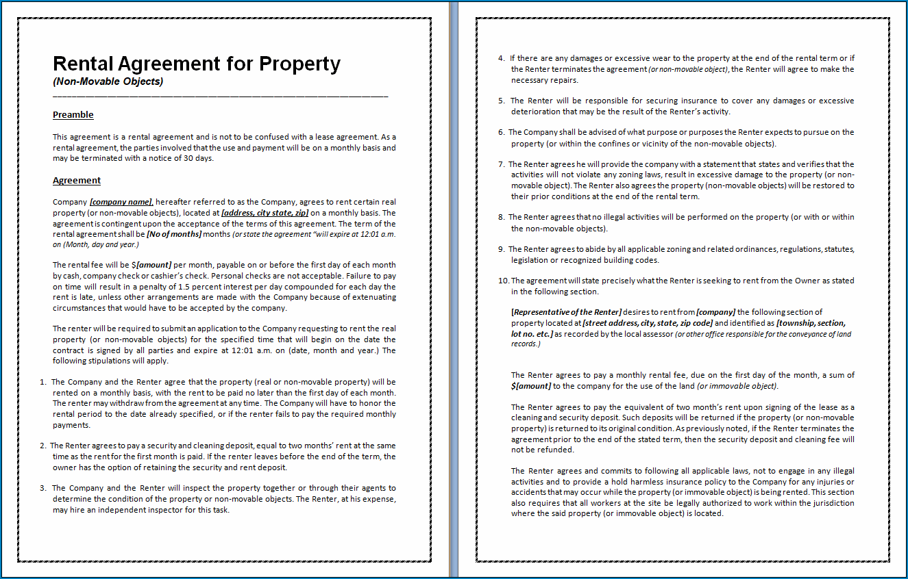 Example of Lease Agreement Template