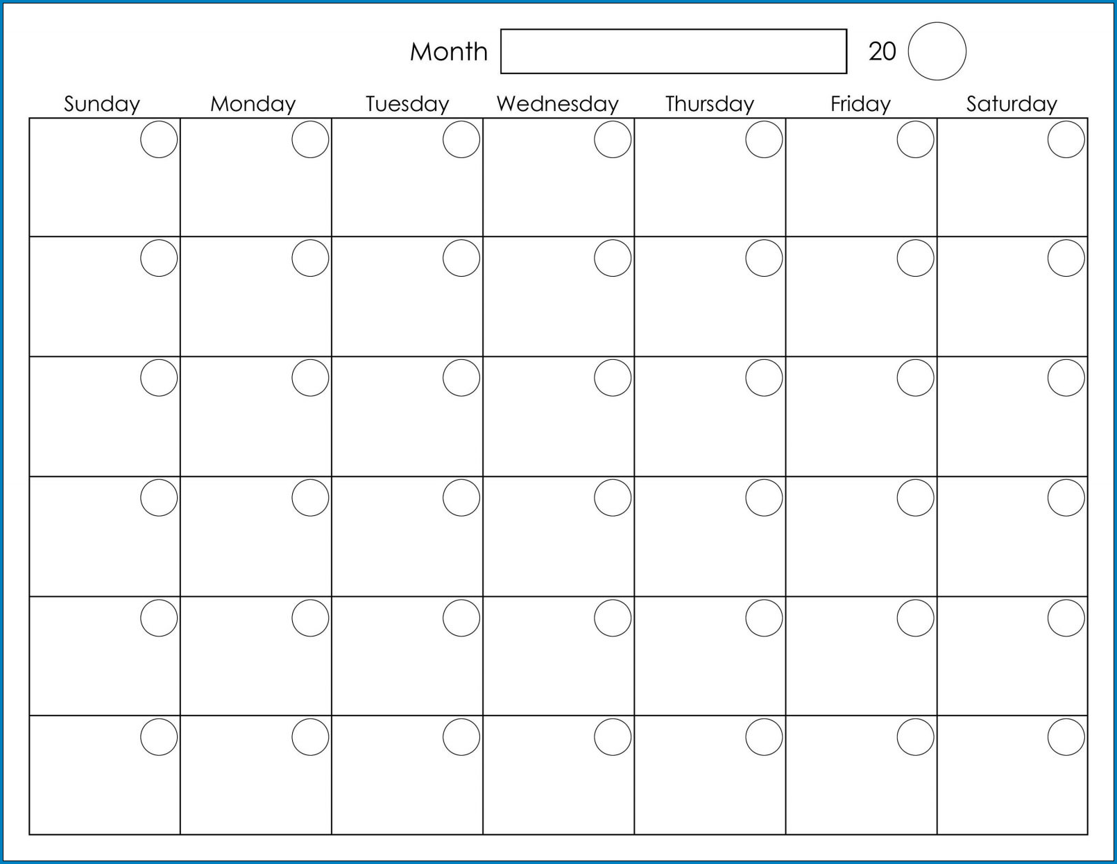 Example of Monthly Calendar Template