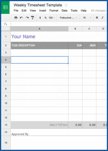 √ Free 4+ Samples of Monthly Timesheet Template Google Sheets