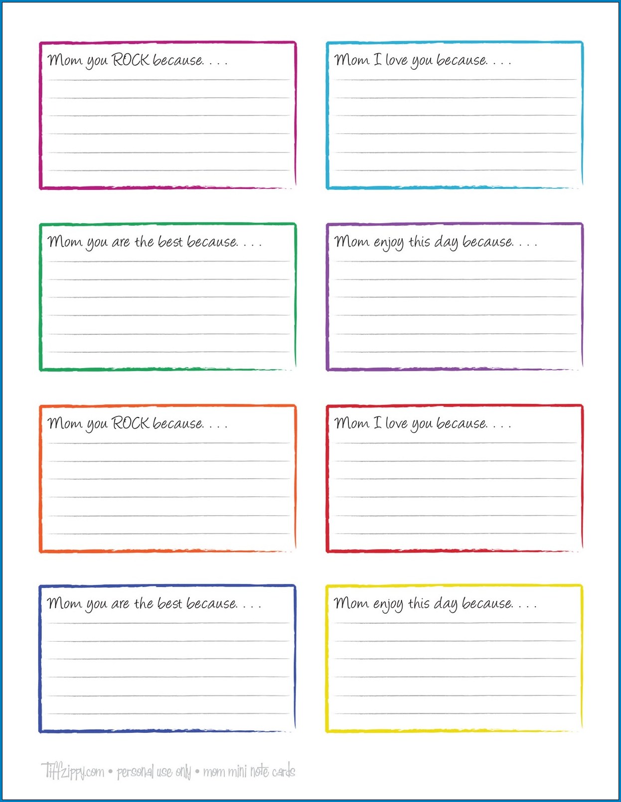 Example of Note Card Template