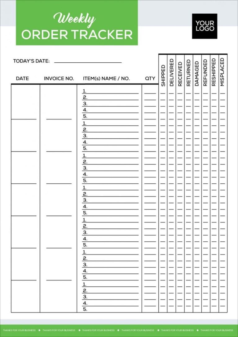 √ Free Printable Order Tracker Template (Excel)