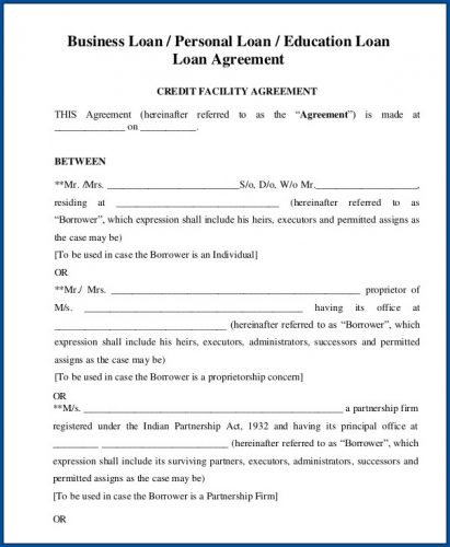 √ Free Printable Personal Loan Agreement Template