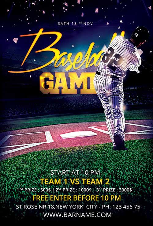 Example of Printable Baseball Match Flyer Template