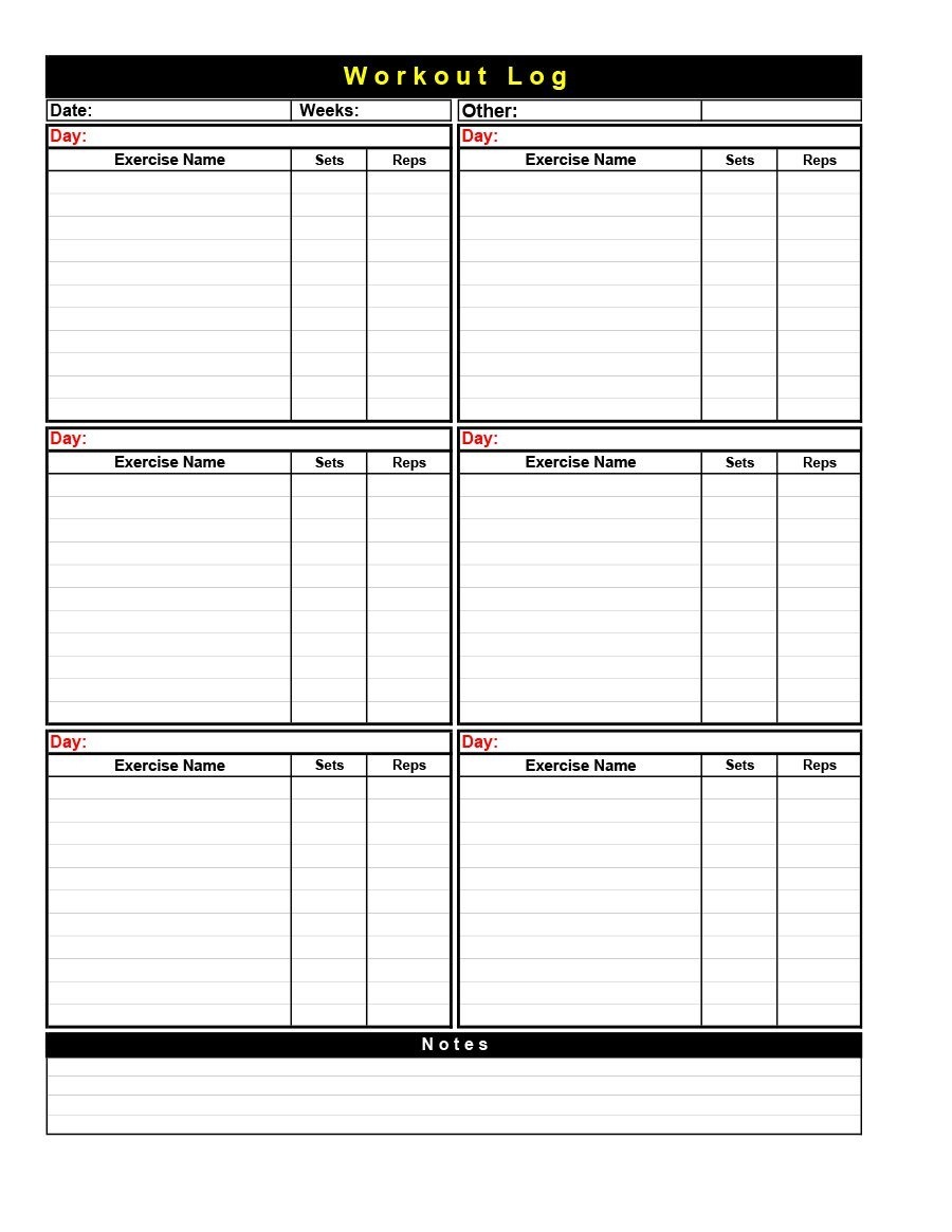 + Effective Workout Log & Calendar Templates ᐅ Template Lab Free Printable Workout Log Sheets + Effective Workout Log & Calendar Templates ᐅ Template Lab Free Printable Workout Log Sheets