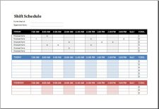 Example of Printable Employee Shift Schedule Template