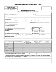 Example of Printable Employment Application Template | Templateral