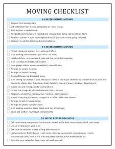 Example of Printable Move in Checklist Template