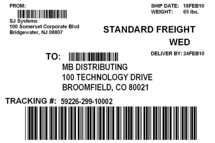 Professional Shipping Label Example √ Printable Shipping Label Template