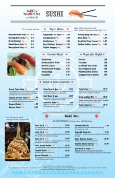 Example of Printable Sushi Menu Template