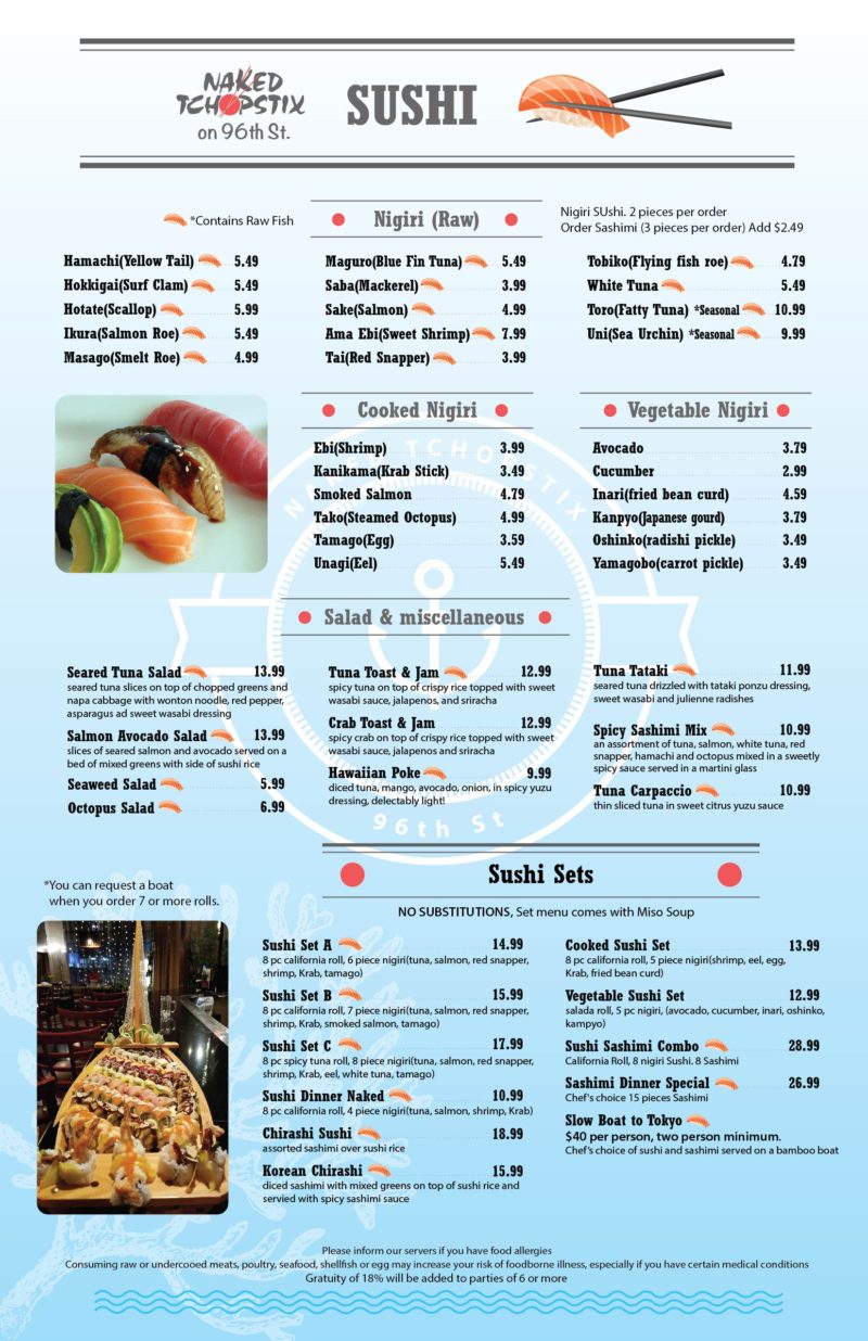 Example of Printable Sushi Menu Template