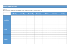 Example of Printable Weekly Catering Menu Template