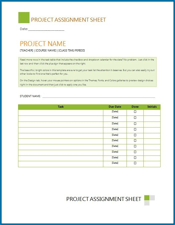 Example of Project To Do List Template