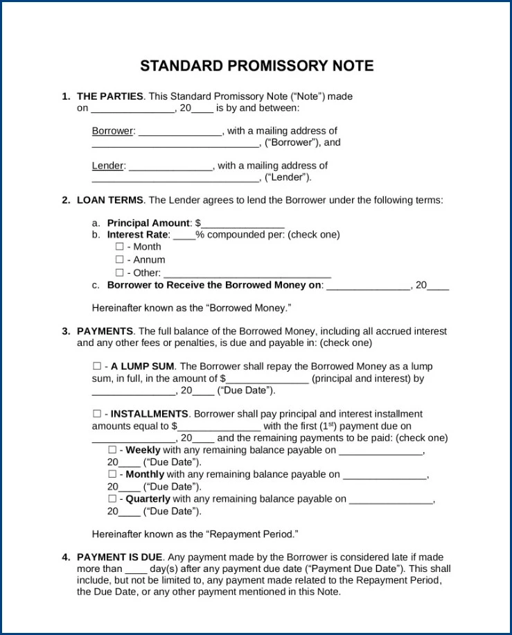Example of Promissory Agreement Template