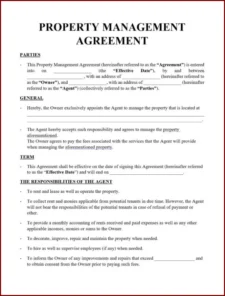 Example of Property Management Agreement Template