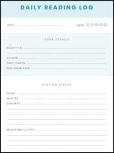 Example of Reading Log Template