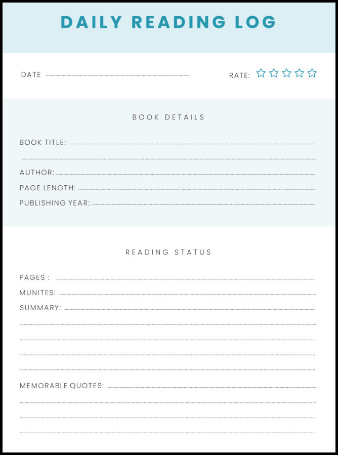 Example of Reading Log Template Example of Reading Log Template