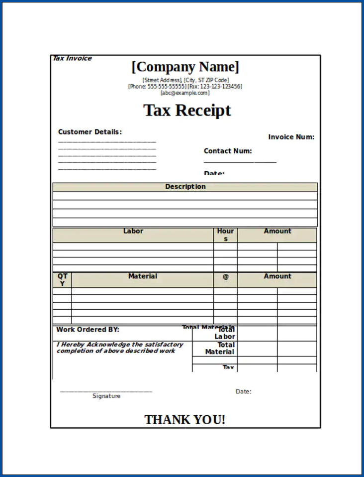 Example of Receipt For Cash Payment Template