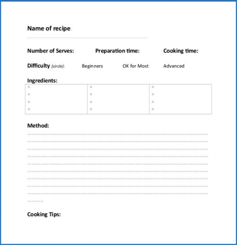 √ Free Printable Recipe Template For Word