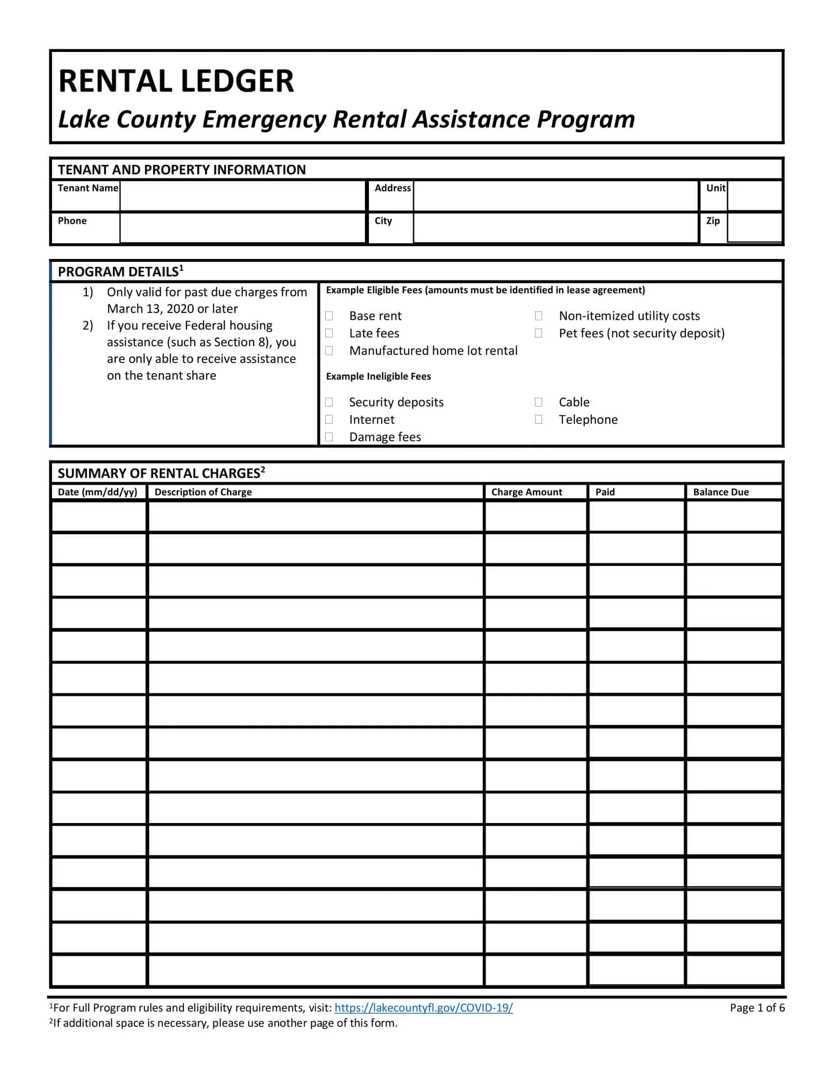 Example of Rental Ledger Template Example of Rental Ledger Template