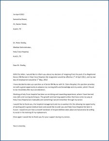 Example of Resignation Letter For Nurses